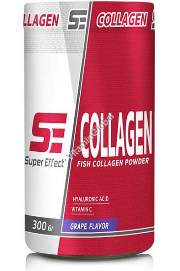 Fish Collagen Peptides with Hyaluronic Acid and Vitamin C, Grape Flavor 300g - Super Effect