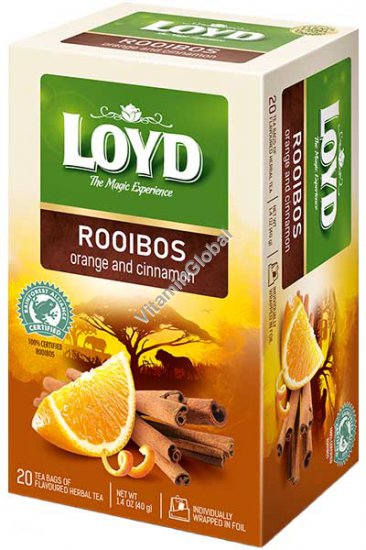 Rooibos Orange & Cinnamon Herbal Tea 20 tea bags - Loyd