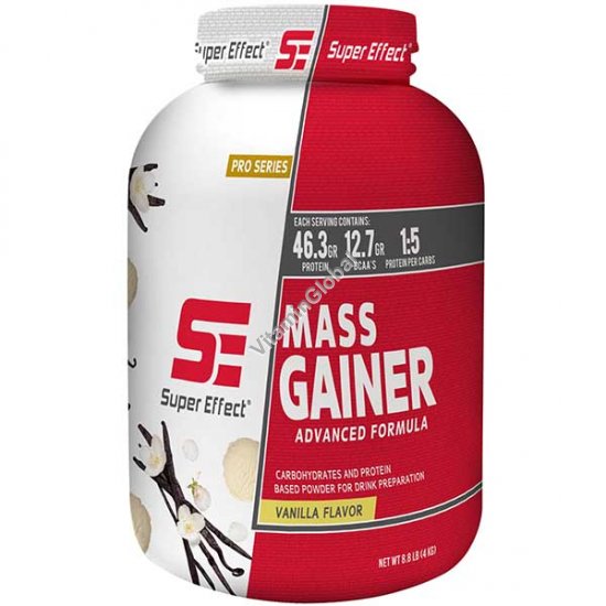 Kosher Mass Gainer - Advanced Mass Gain Formula, Vanilla Flavor 4.0 kg (8.8 lb) - Super Effect