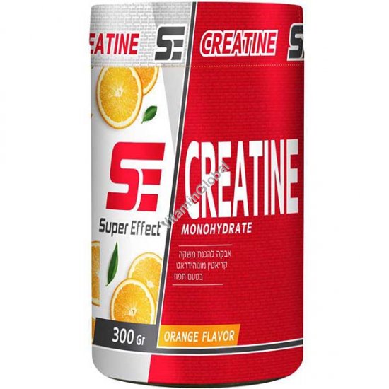 Creatine Monohydrate, Orange Flavor, Kosher Badatz Certified, 300g (10.58 oz) - Super Effect