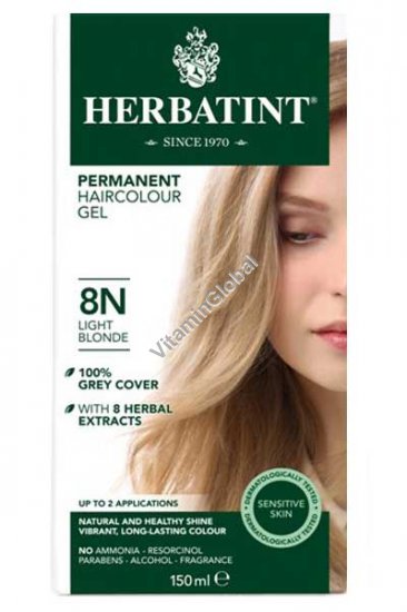 Permanent Haircolor Gel, 8N Light Blonde - Herbatint