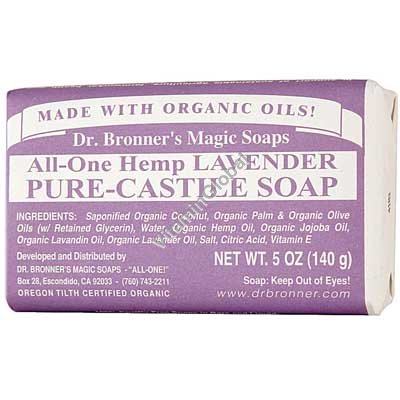 Hemp Lavender Pure Castile Soap 140g (5 US OZ) - Dr. Bronner