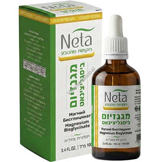 Liquid Magnesium Bisglycinate, Alcohol-Free, Kosher Badatz, 100 ml (3.38 fl oz) - Neta