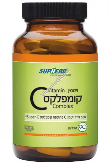 Vitamin C Complex 500 mg, Kosher Badatz Certified, 90 tablets - SupHerb