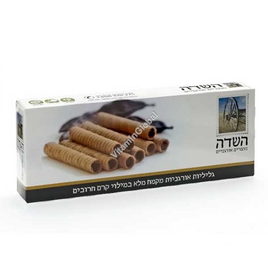 Organic Whole Wheat Wafer Rolls with Carob Cream Filling 100g - HaSade
