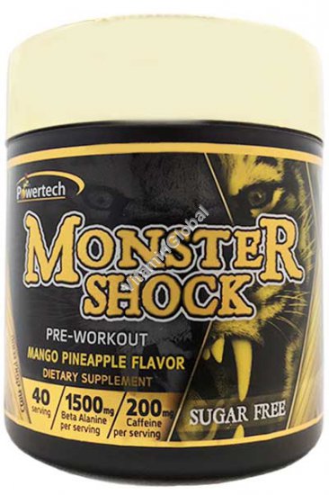 Monster Shock - Kosher Badatz Pre-Workout Mango Pinneapple Flavor 7.76 oz (220g) - PowerTech