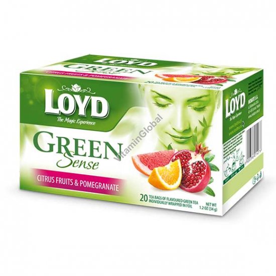 Green Tea with Citrus Fruits & Pomegranate 20 tea bags - Loyd