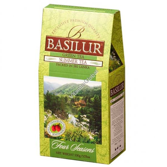 Premium Green Summer Tea with Wild Strawberry 100g - Basilur
