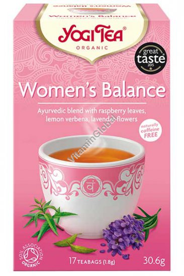 Women\'s Balance - Organic Ayurvedic Blend with Raspberry Leaves, Lemon Verbena, Lavender Flowers 17 teabags - Yogi Tea