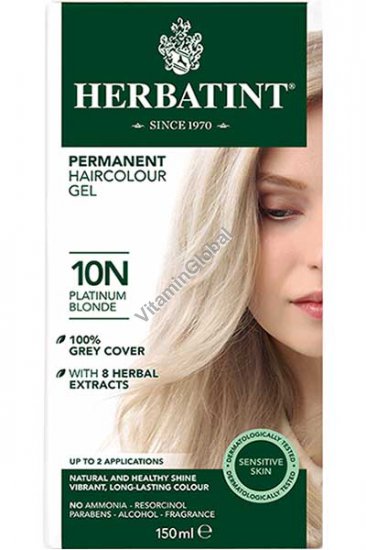 Permanent Haircolor Gel, 10N Platinum Blonde - Herbatint