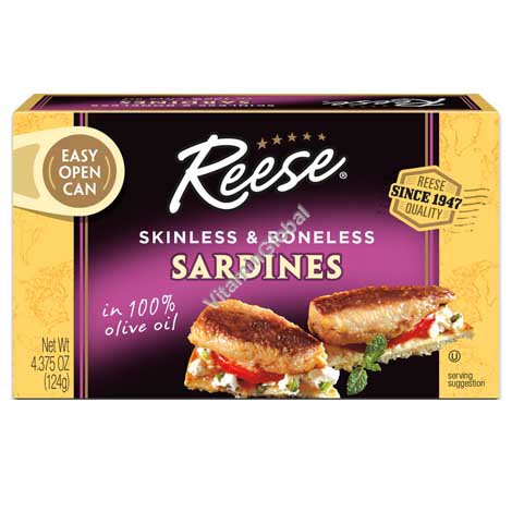 Skinless & Boneless Sardines In 100% Olive Oil 124g (4.4 OZ) - Reese