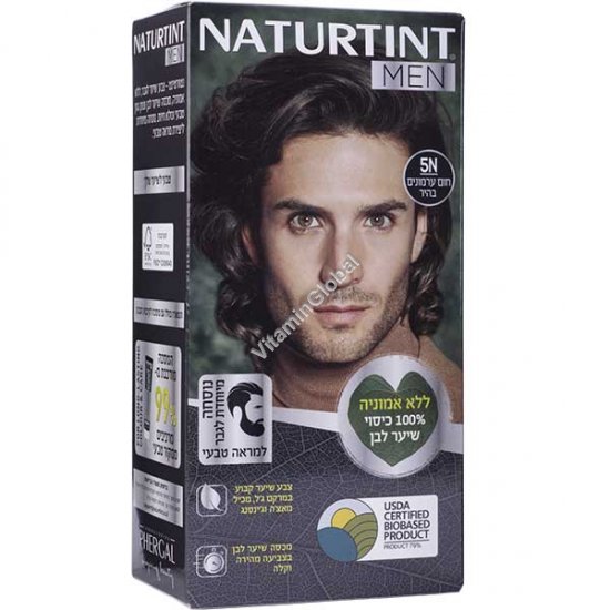 Men’s Permanent Hair Color Gel, Ammonia-Free, 5N Light Chestnut Brown - Naturtint