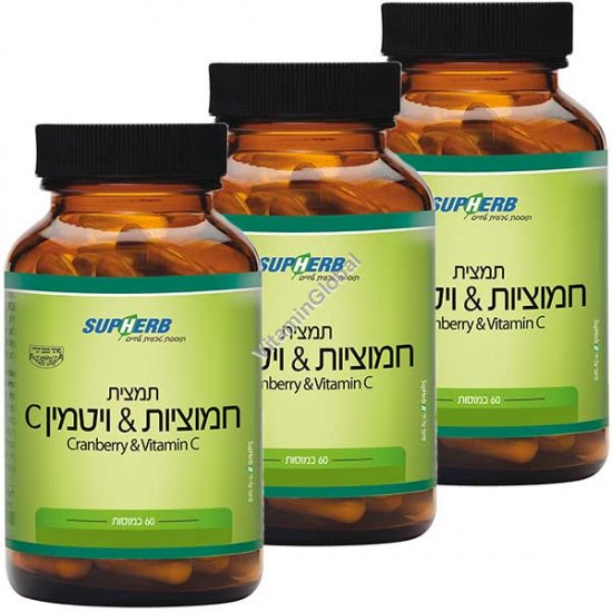 Kosher L\'Mehadrin Cranberry Extract with Vitamin C 180 (60 X 3) capsules - SupHerb