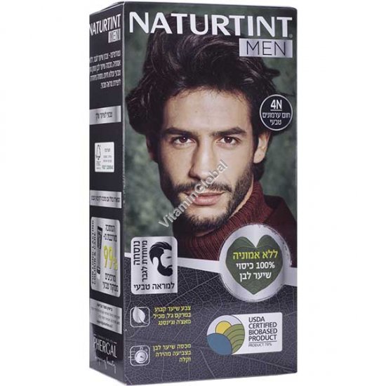 Men’s Permanent Hair Color Gel, Ammonia-Free, 4N Natural Chestnut - Naturtint