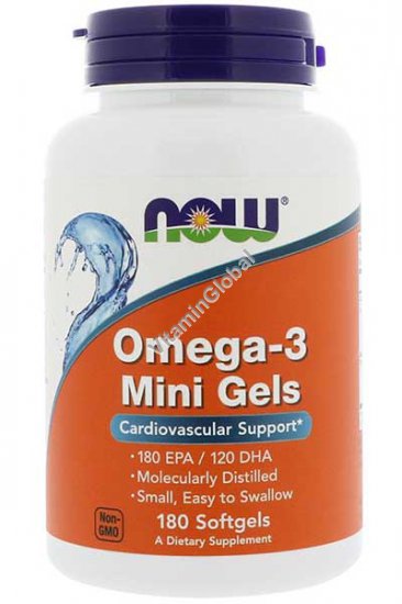 Omega-3 Mini Gels 180 Softgels - Now Foods