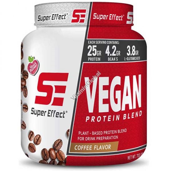 Vegan Protein Blend, Coffee Flavor, Kosher Badatz, 700g (1.54 lb) - Super Effect