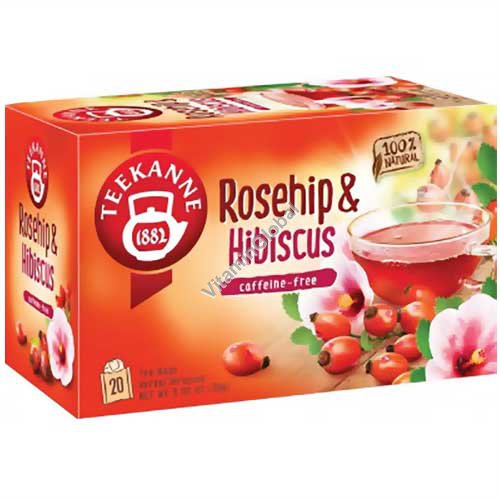 Rosehip & Hibiscus Herbal Infusion 20 tea bags - Pompadour