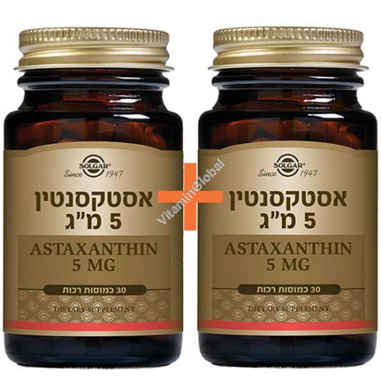 Natural Astaxanthin 5mg 60 (30+30) softgels - Solgar