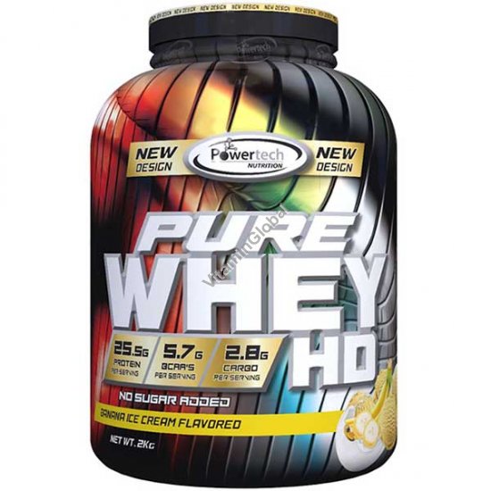 Kosher Badatz Pure Whey HD Protein Powder Banana Ice Cream Flavor 2.0 kg (4.4 lbs) - PowerTech Nutrition