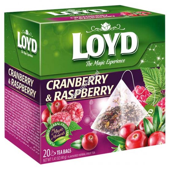 Cranberry and Raspberry Fruit Tea 20 pyramid tea bags - Loyd