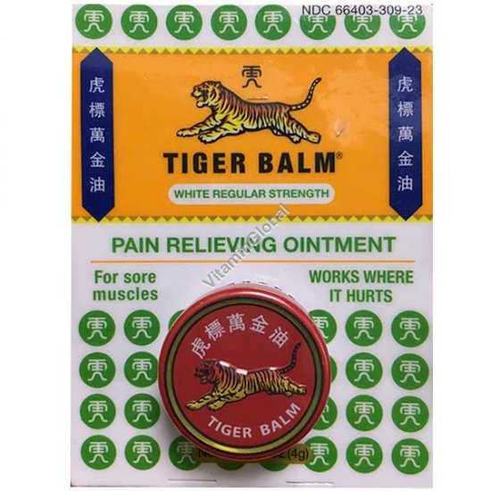 Tiger Balm White Regular Strength Pain Relieving Ointment 4g (0.14 OZ) - Tiger Balm