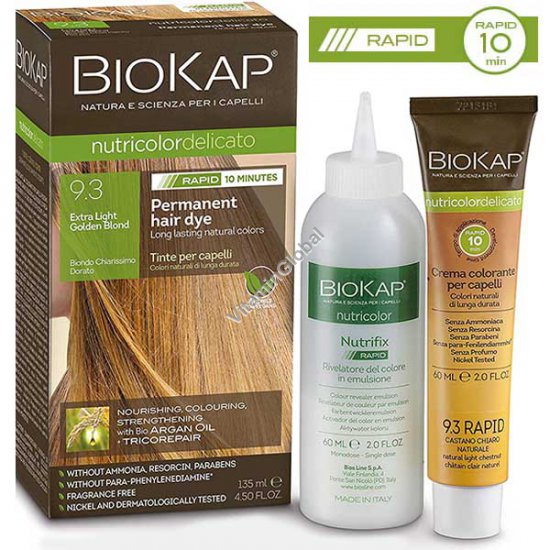 Permanent Hair Color, Extra Light Golden Blond 9.3 - BioKap