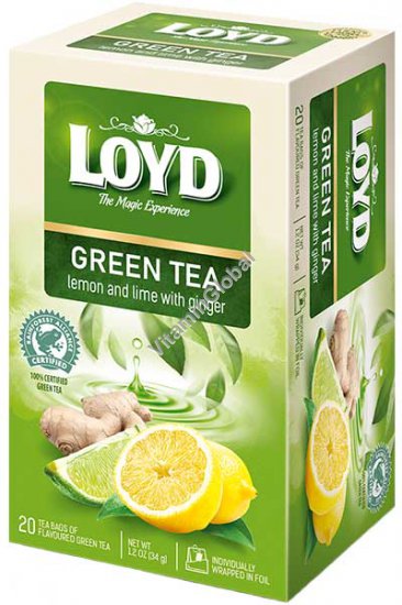 Green Tea with Lemon, Lime and Ginger 20 tea bags - Loyd