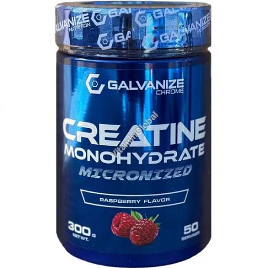 Micronized Creatine Monohydrate Powder, Raspberry Flavor, 300 g (10.58 oz) - Galvanize