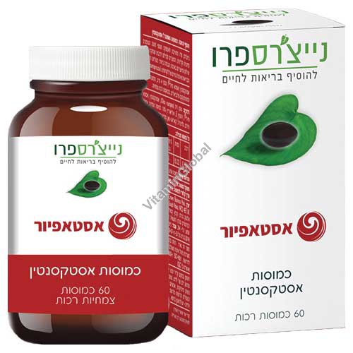 AstaPure - Kosher Badatz Natural Astaxanthin 4mg 60 Vegetarian Softgels - Nature\'s Pro