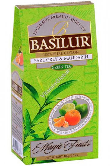 Pure Ceylon Earl Grey & Mandarin Green Tea 100g - Basilur