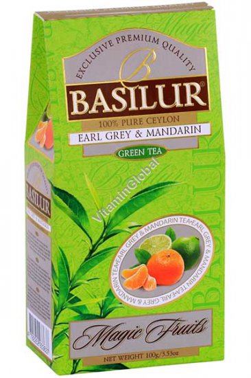 Pure Ceylon Earl Grey & Mandarin Green Tea 100g (3.53 oz) - Basilur