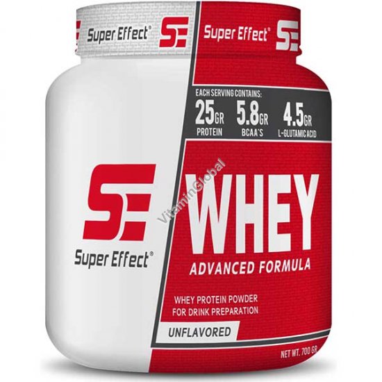 Kosher Whey Protein Powder, Advanced Formula, Unflavored 700g (1.54 lb) - Super Effect