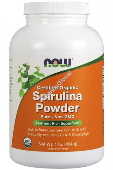 Organic Pure Spirulina Powder 1 lb (454 g) - Now Foods