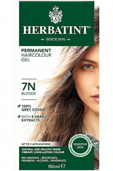 Permanent Hair Color Gel, 7N Blonde - Herbatint