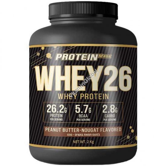 Whey26 Whey Protein Powder, Peanut Butter-Nougat Flavor, Kosher Badatz, 2 kg (4.4 lb) - Protein Maxx