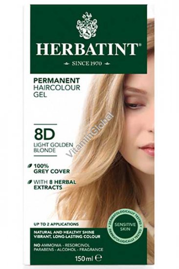 Permanent Haircolor Gel, 8D Light Golden Blonde - Herbatint