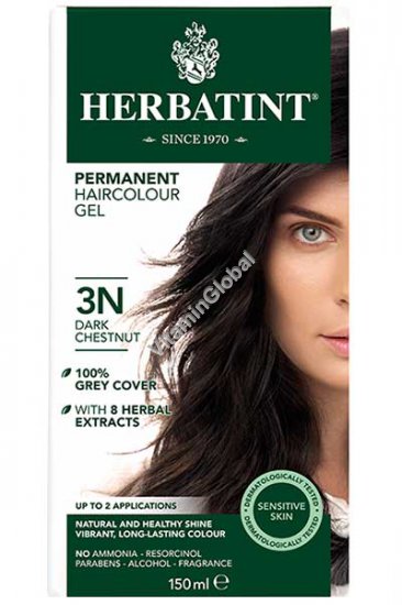 Permanent Haircolor Gel, 3N Dark Chestnut - Herbatint