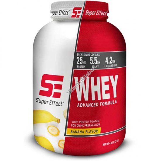 Whey Advanced Protein Powder Banana Flavor 2.0 kg (4.4 lb) - Super Effect