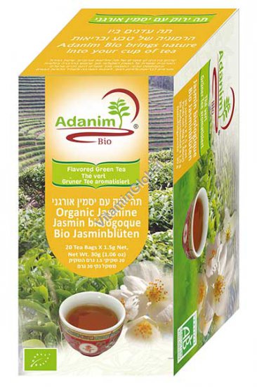 Organic Jasmine Green Tea 20 tea bags - Adanim