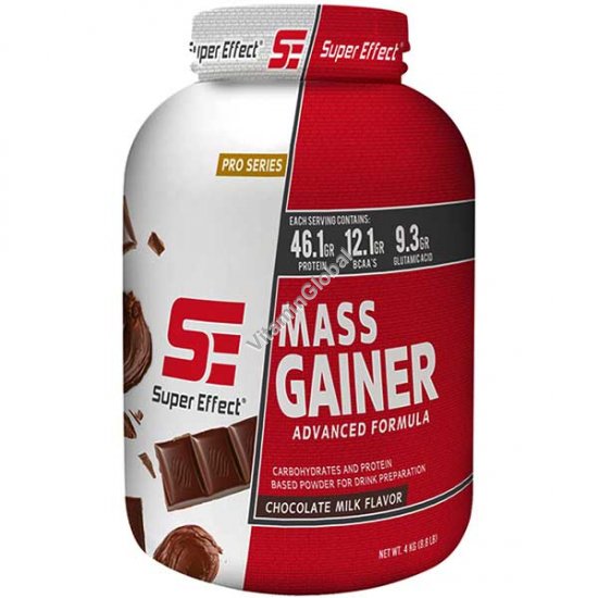 Kosher Mass Gainer - Advanced Mass Gain Formula, Chocolate Milk Flavor 4.0 kg (8.8 lb) - Super Effect