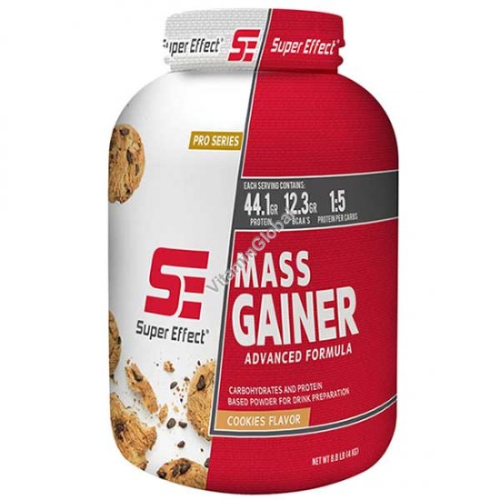 Kosher Mass Gainer - Advanced Mass Gain Formula, Cookies Flavor 4.0 kg (8.8 lb) - Super Effect