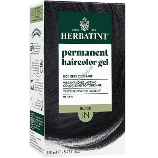 Permanent Haircolor Gel, 1N Black - Herbatint