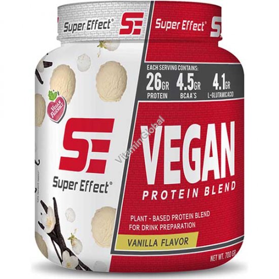 Vegan Protein Blend, Vanilla Flavor, Kosher Badatz, 700g (1.54 lb) - Super Effect