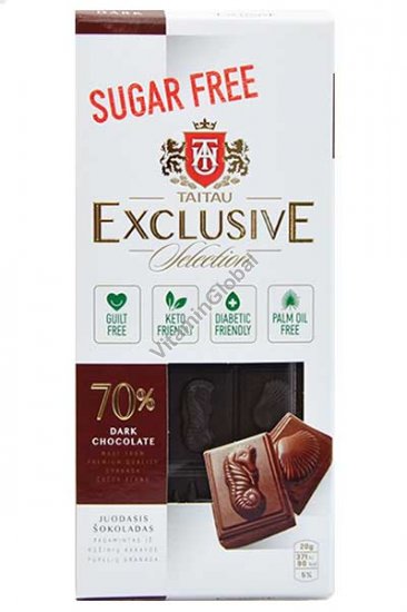 Sugar Free, 70% Dark Chocolate 100g - Tai Tau