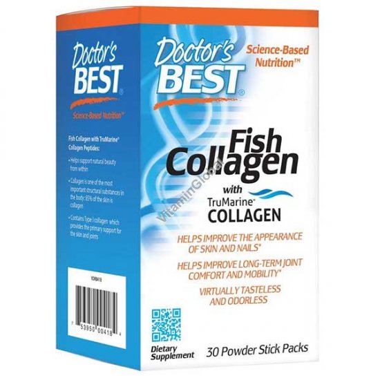 Fish Collagen, 30 Powder Stick Packs, 150g - Doctor\'s Best