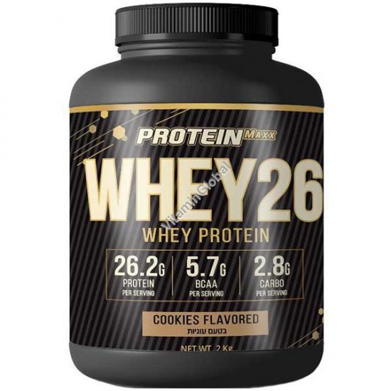 Whey26 Whey Protein Powder, Cookies Flavor, Kosher Badatz, 2 kg (4.4 lb) - Protein Maxx