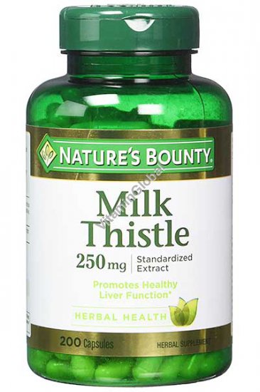 Milk Thistle Standardized Extract 250mg 200 capsules - Nature\'s Bounty