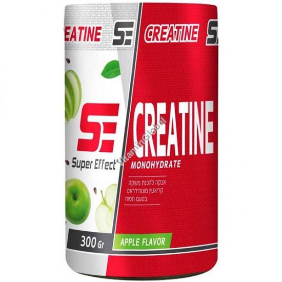 Creatine Monohydrate, Apple Flavor, Kosher Badatz Certified, 300g (10.58 oz) - Super Effect