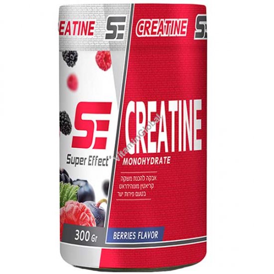 Creatine Monohydrate, Berries Flavor, Kosher Badatz Certified, 300g (10.58 oz) - Super Effect