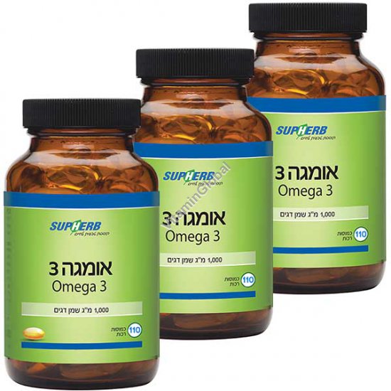 Kosher Omega-3, Cardiovascular Support, 1,000 mg Fish Oil, 330 (3 X 110) Softgels - SupHerb